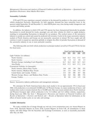 Arvinmeritor 2003 Annual Report