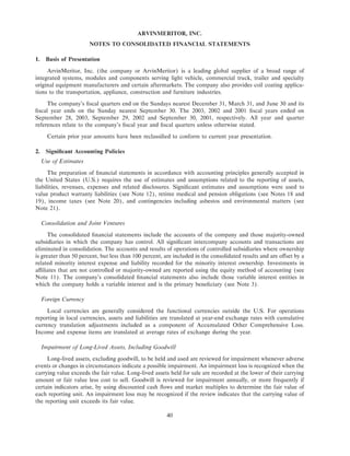 Arvinmeritor 2003 Annual Report