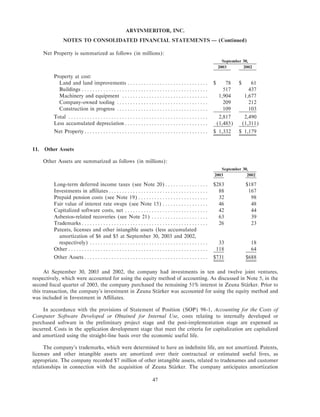 Arvinmeritor 2003 Annual Report