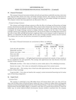 Arvinmeritor 2003 Annual Report