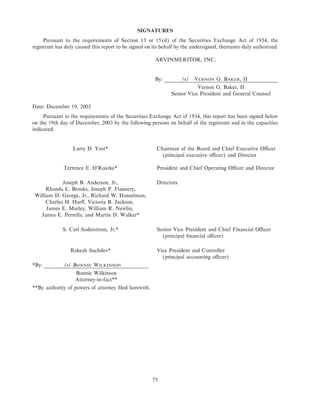 Arvinmeritor 2003 Annual Report