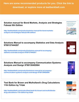 Solutions Manual to accompany Bond Markets, Analysis and Strategies 8th edition 013274354x | PDF