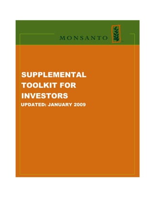 SUPPLEMENTAL
TOOLKIT FOR
INVESTORS
UPDATED: JANUARY 2009
 