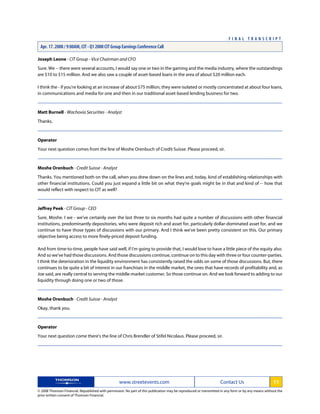 CIT1Q 2008Transcript FINAL