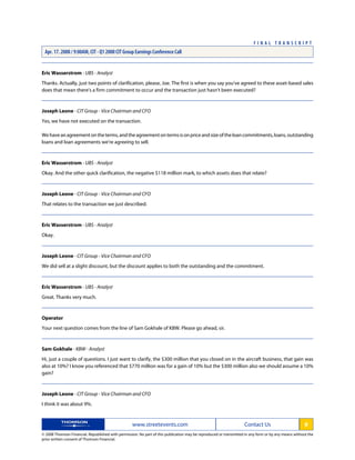 CIT1Q 2008Transcript FINAL