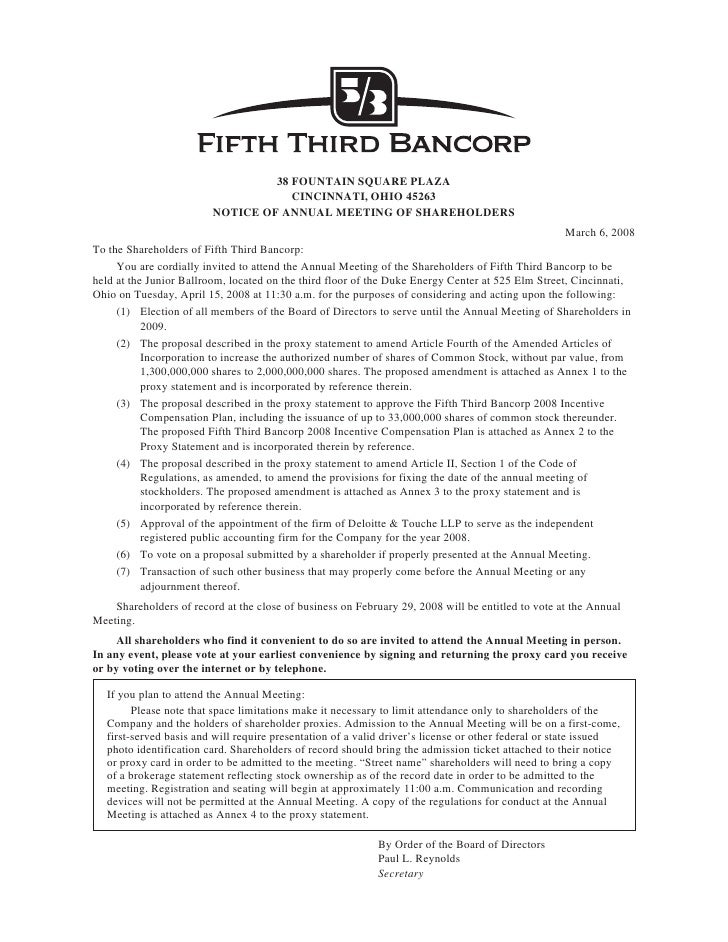 Fifth Third Bancorp 54810acl
