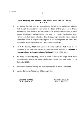 CPC 41/2022
2
UPON hearing the counsel the Court made the following
O R D E R
1 Mr Shadan Farasat, counsel appearing on be...