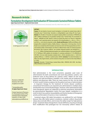 Formulation Development And Evaluation Of Simvastatin Sustained Release ...