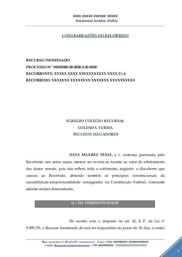 Modelo De Contrarrazões De Recurso Ordinário - Muitos Modelos