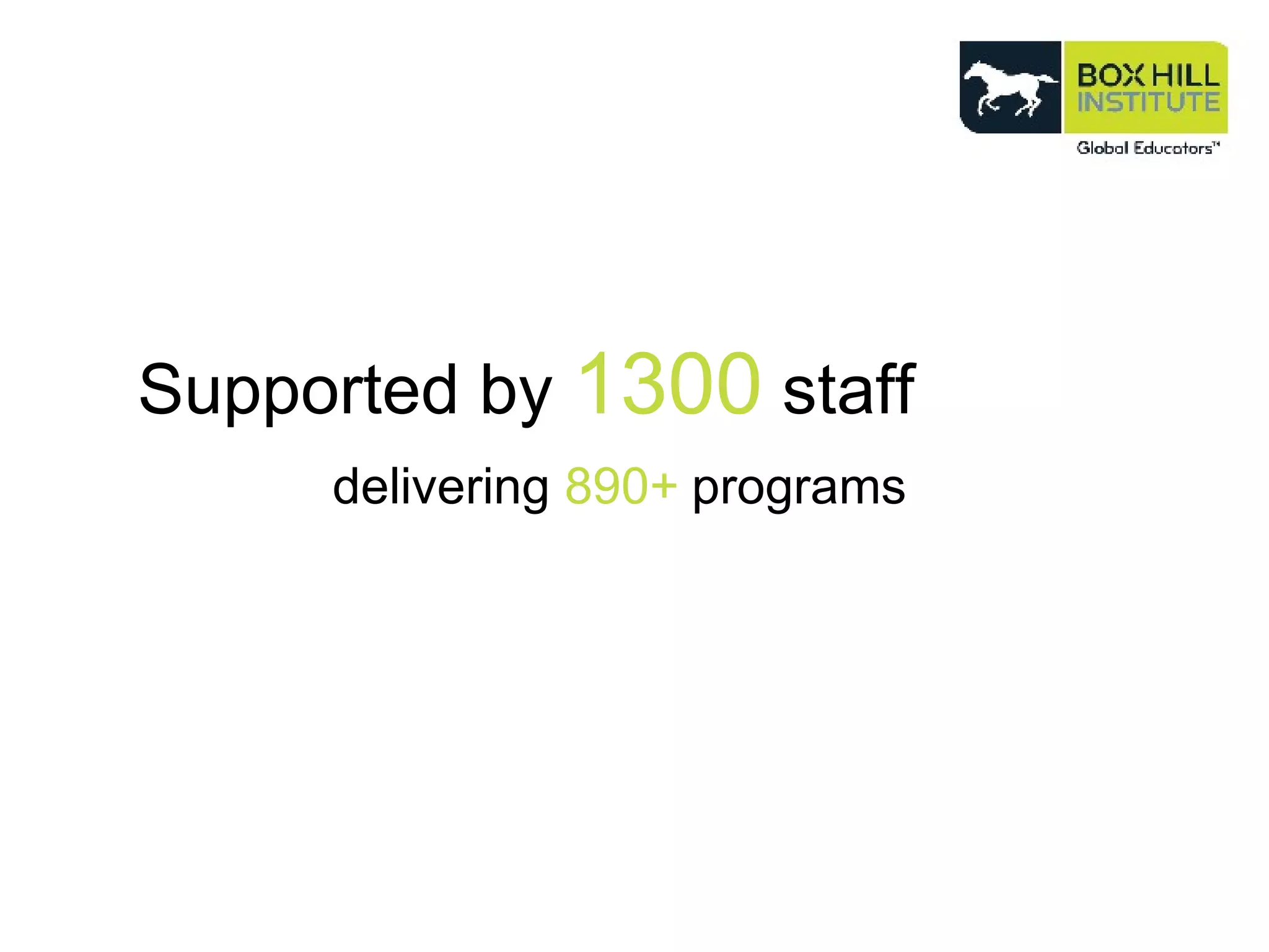 Supported by  1300  staff delivering  890+   programs 