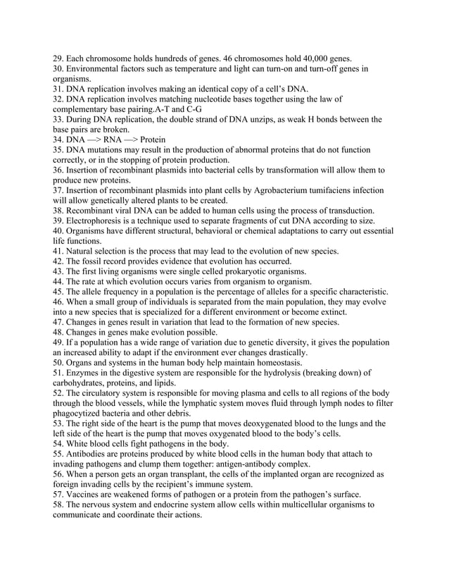 Biology 115 things you should know for the living environment regents exam PDF
