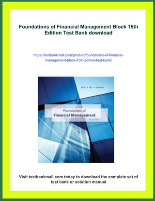 Foundations of Financial Management Block 15th Edition Test Bank | PDF