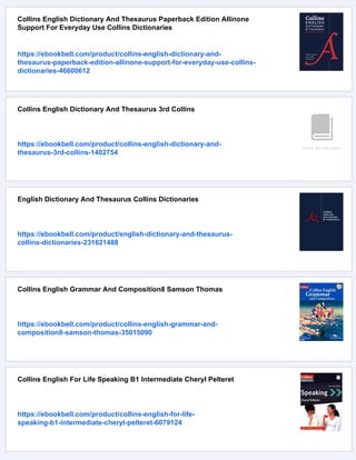 Collins English Thesaurus Essential Collins Dictionaries | PDF