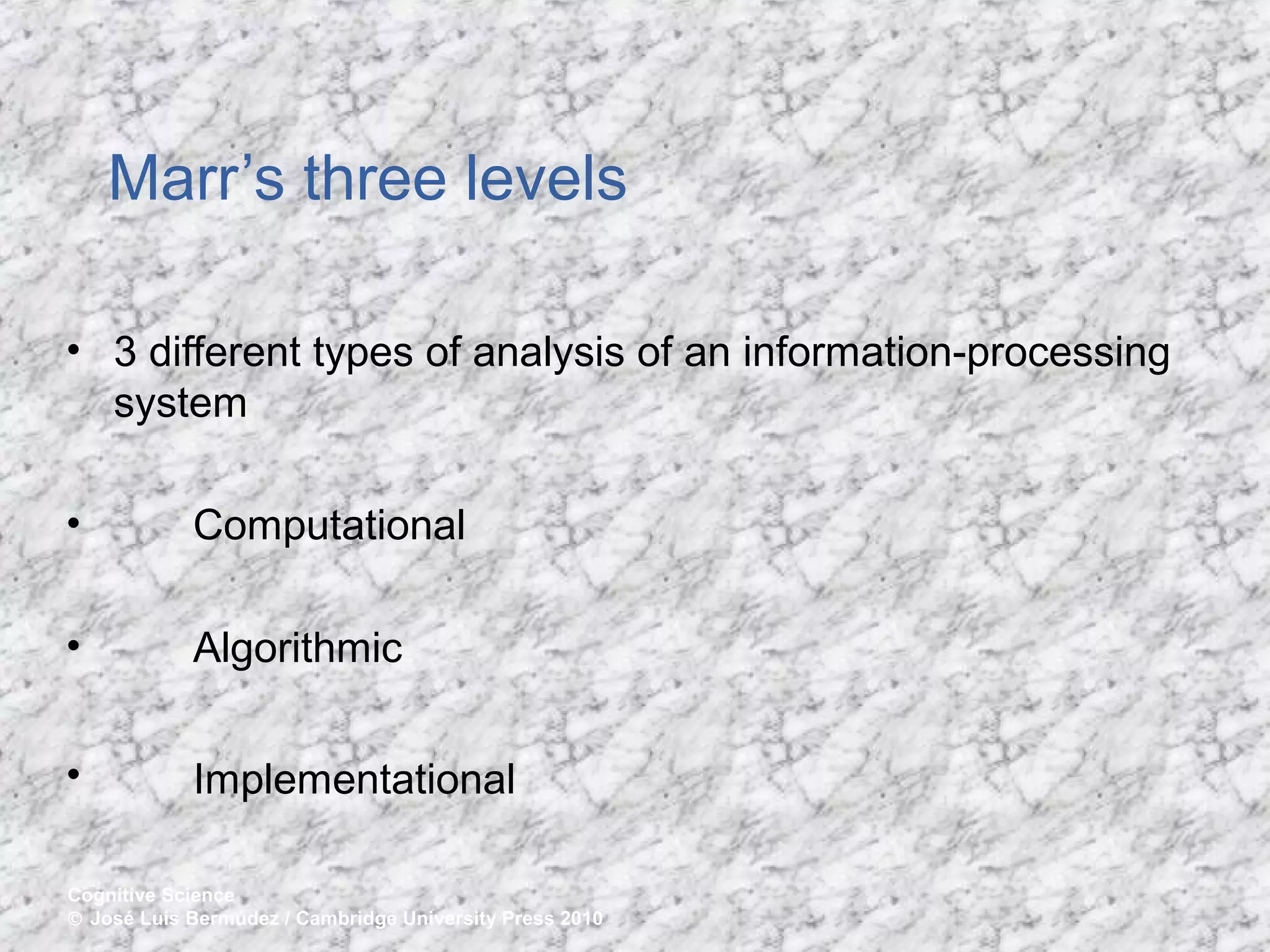 Marr s Theory Of Vision PPT