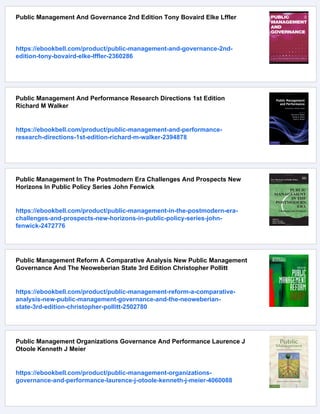 Public Management Old And New 1st Edition Laurence E Lynn Jr | PDF