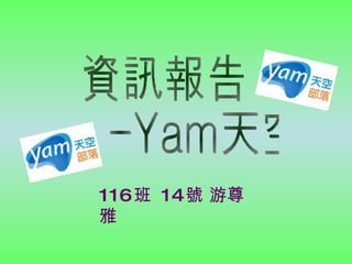 資訊報告 -Yam天空 116 班  14 號 游尊雅 