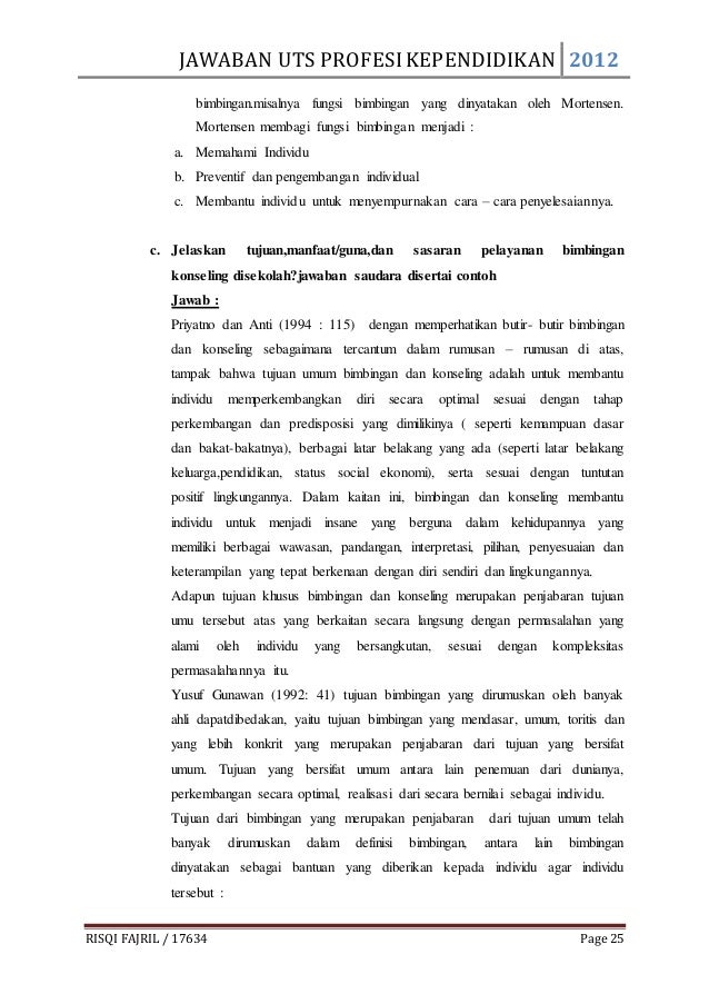 Soal Uts Pengantar Bimbingan Konseling Butuh Ilmu