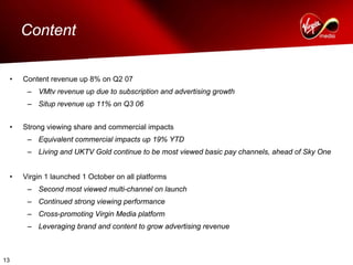 virgin media.Q3_07_AnalystPresentation