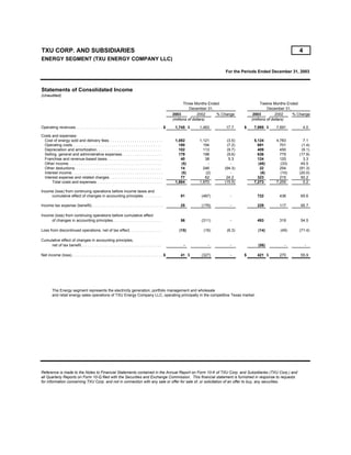 energy future holindings  TXU_Q4_2003_Earnings_Pack