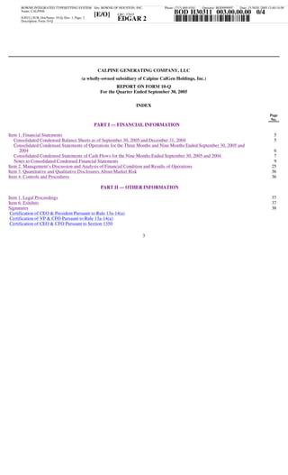 calpine  3Q05CalGen10Q
