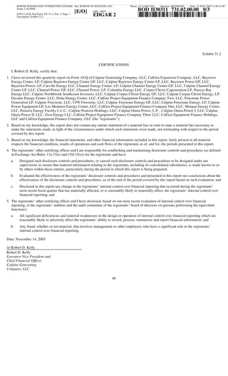 calpine  3Q05CalGen10Q