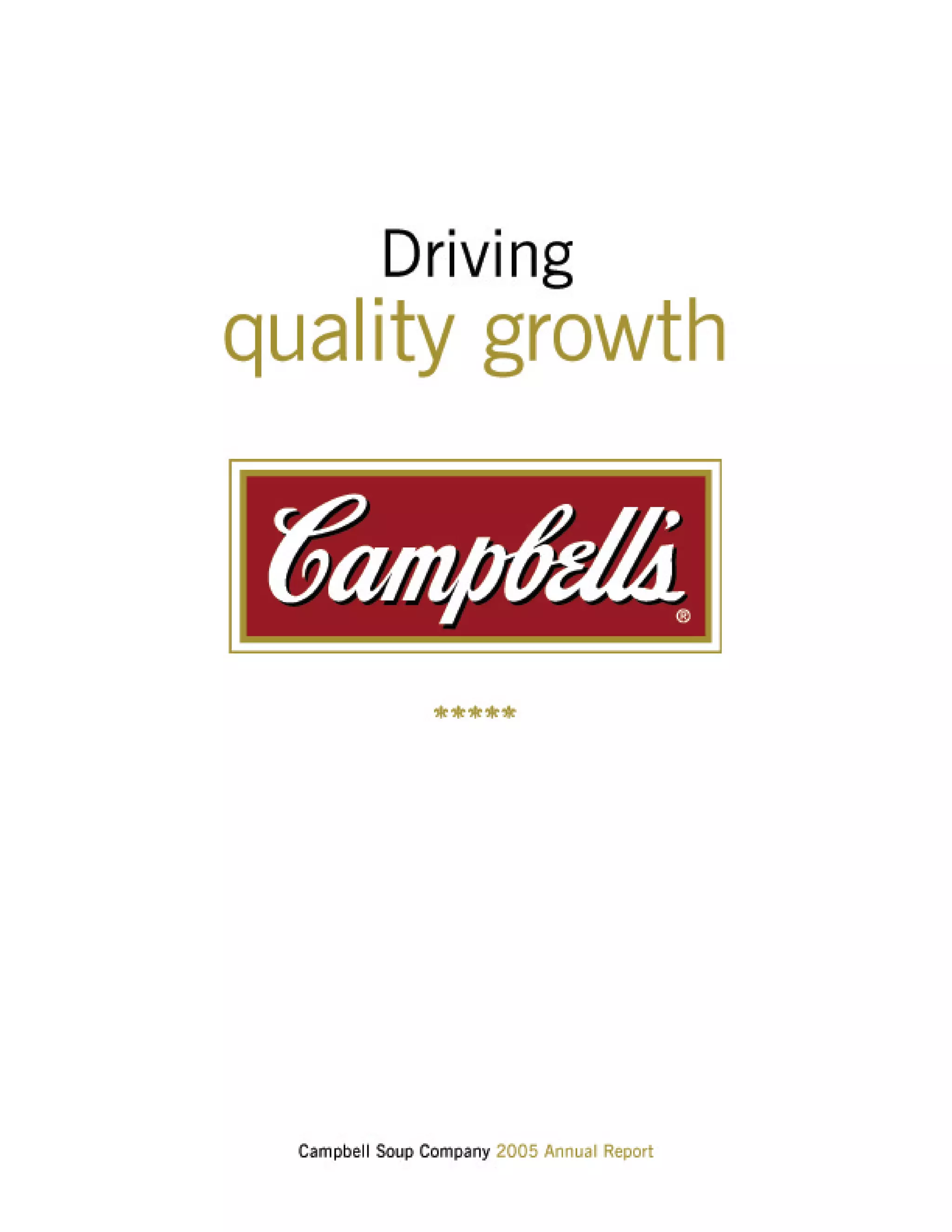 campbell soup annual reports 2005 PDF