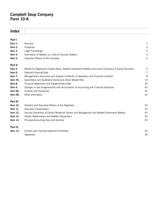 campbell soup annual reports 2005