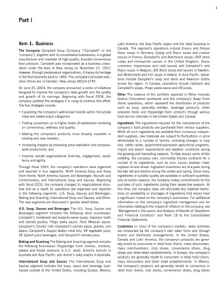 campbell soup annual reports 2005