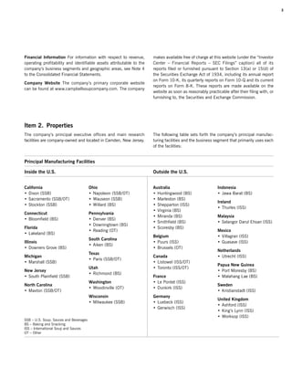 campbell soup annual reports 2005