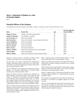 campbell soup annual reports 2005