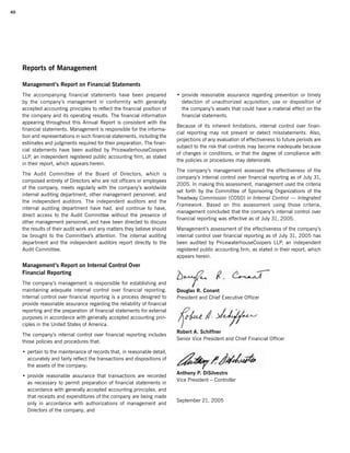 campbell soup annual reports 2005