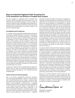 campbell soup annual reports 2005