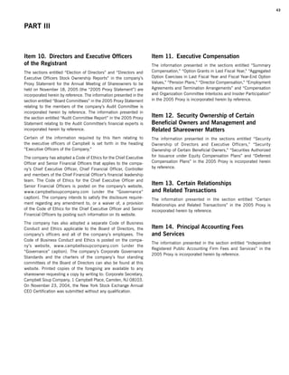 campbell soup annual reports 2005