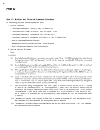 campbell soup annual reports 2005