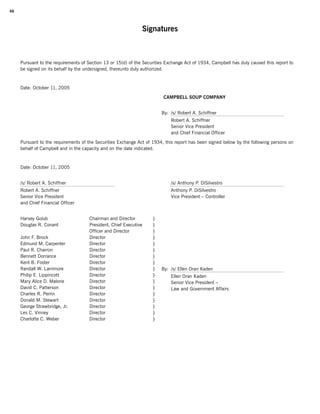 campbell soup annual reports 2005