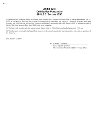 campbell soup annual reports 2005