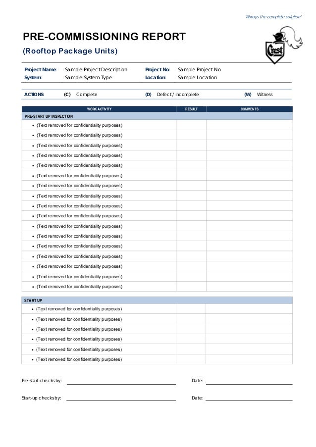 sample commercial ac commissioning checklist sample of check list
