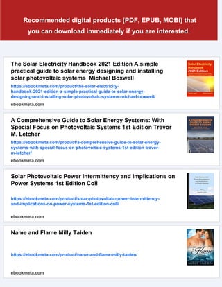 From Sunlight to Electricity A Practical Handbook on Solar Photovoltaic ...