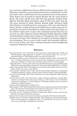 New Dimensions In Federal Discourse In India 1st Edition Rekha Saxena ...