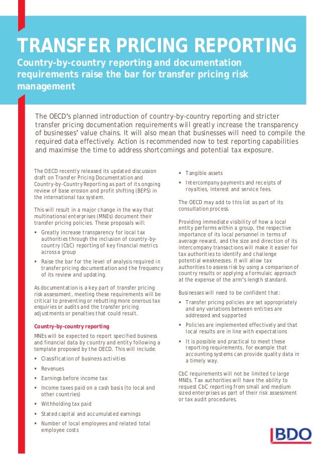 Transfer Pricing Reporting Whitepaper Von Wirtschaftsprufungsgesell