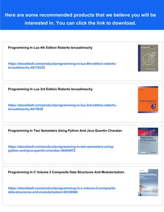 Programming In Lua 2nd Edition Roberto Ierusalimschy | PDF
