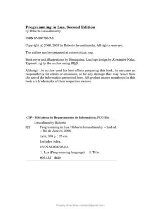 Programming In Lua 2nd Edition Roberto Ierusalimschy | PDF