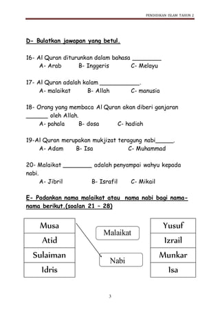 soalan pendidikan islam tahun 2  PDF