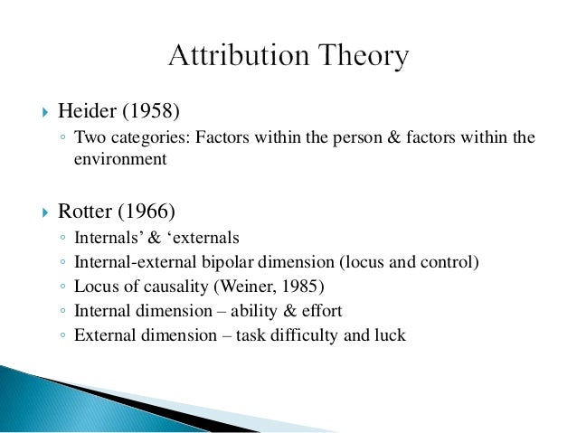 Weiner Attribution Theory | An Attributional Theory of Motivation and ...