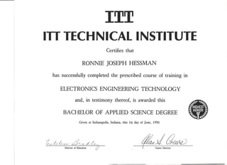 ITT 1990 Bachelor EET Degree