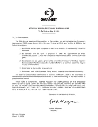 gannett 2004proxy