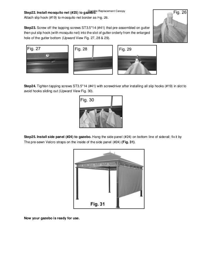 Sunjoy Grand Casual Gazebo Assembly and Instructions Manual