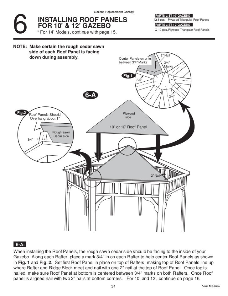 San Marino 10’,12’ and 14’ Gazebo Assembly and Instructions Manual
