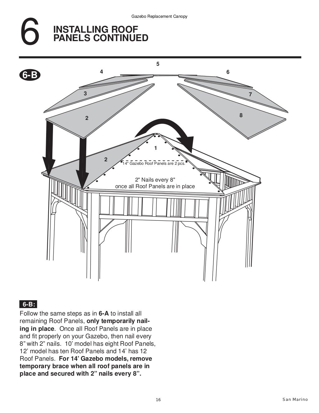San Marino 10’,12’ and 14’ Gazebo Assembly and Instructions Manual