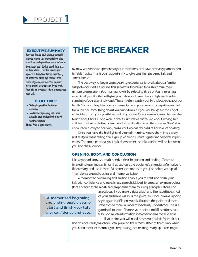 Ice Breaker Toastmasters Speeches Examples slidesharetrick